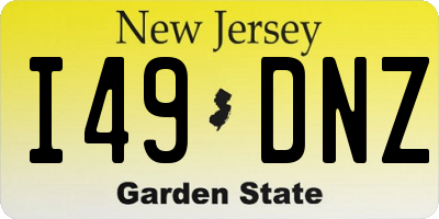 NJ license plate I49DNZ