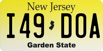 NJ license plate I49DOA