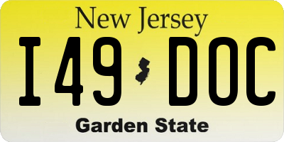 NJ license plate I49DOC