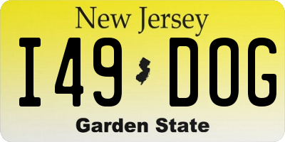 NJ license plate I49DOG