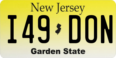 NJ license plate I49DON
