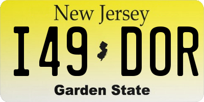 NJ license plate I49DOR