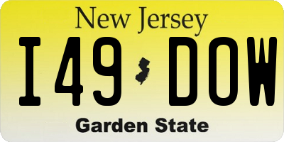 NJ license plate I49DOW