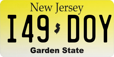 NJ license plate I49DOY