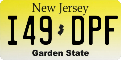 NJ license plate I49DPF