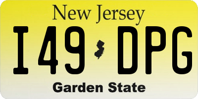 NJ license plate I49DPG