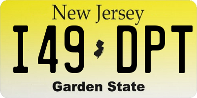NJ license plate I49DPT