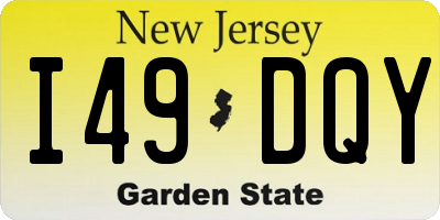 NJ license plate I49DQY