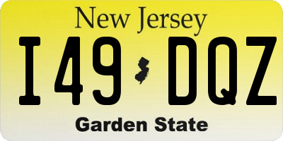 NJ license plate I49DQZ