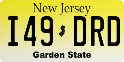 NJ license plate I49DRD