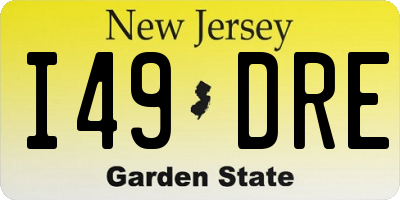 NJ license plate I49DRE