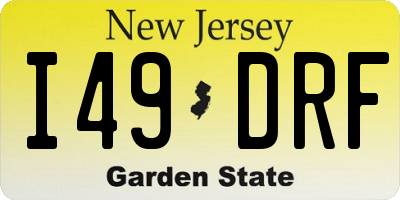 NJ license plate I49DRF