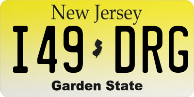 NJ license plate I49DRG