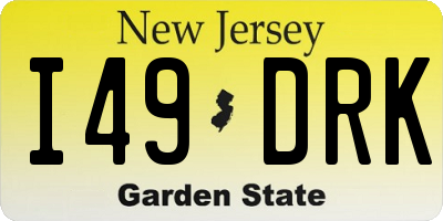 NJ license plate I49DRK