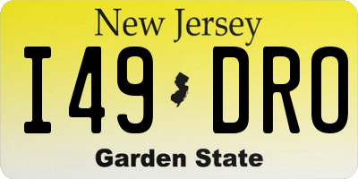 NJ license plate I49DRO