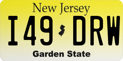 NJ license plate I49DRW