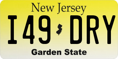 NJ license plate I49DRY
