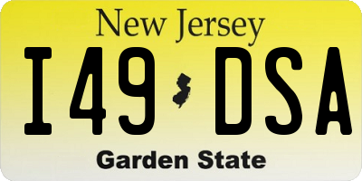 NJ license plate I49DSA