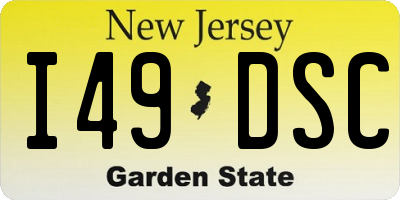 NJ license plate I49DSC