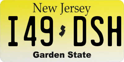 NJ license plate I49DSH