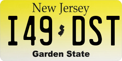 NJ license plate I49DST