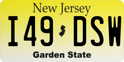 NJ license plate I49DSW