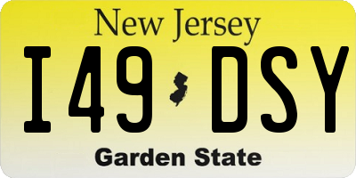 NJ license plate I49DSY