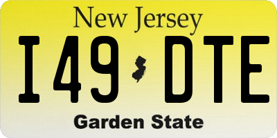 NJ license plate I49DTE