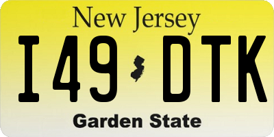 NJ license plate I49DTK