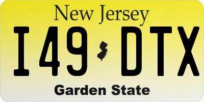 NJ license plate I49DTX
