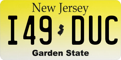 NJ license plate I49DUC