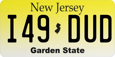 NJ license plate I49DUD