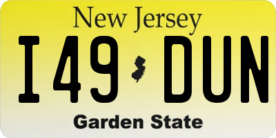 NJ license plate I49DUN