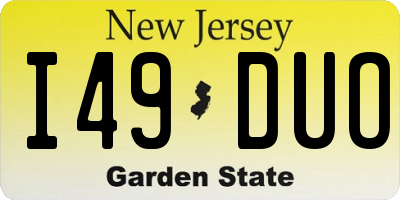 NJ license plate I49DUO