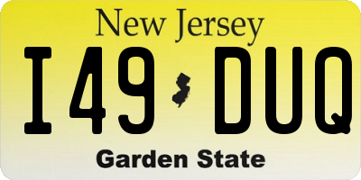 NJ license plate I49DUQ