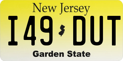 NJ license plate I49DUT