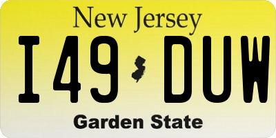 NJ license plate I49DUW