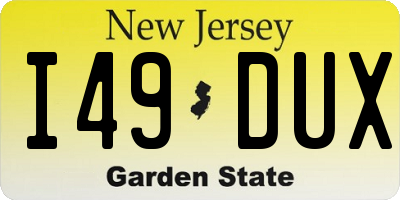 NJ license plate I49DUX