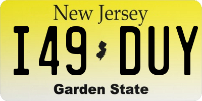 NJ license plate I49DUY