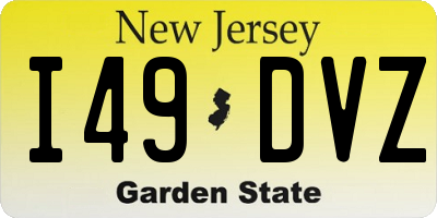 NJ license plate I49DVZ