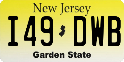 NJ license plate I49DWB