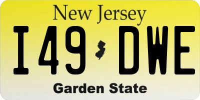 NJ license plate I49DWE