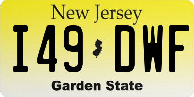 NJ license plate I49DWF