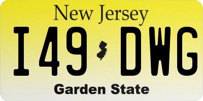 NJ license plate I49DWG