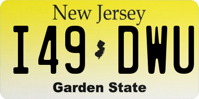 NJ license plate I49DWU