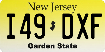 NJ license plate I49DXF