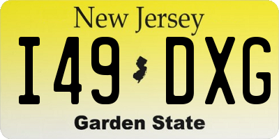 NJ license plate I49DXG