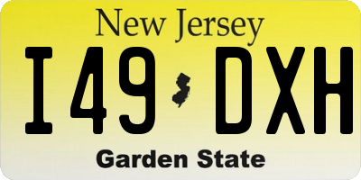 NJ license plate I49DXH