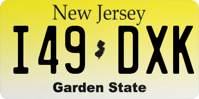 NJ license plate I49DXK