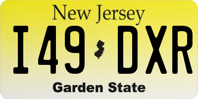 NJ license plate I49DXR